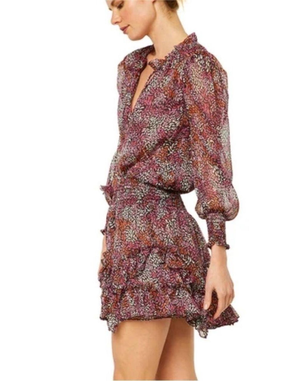 Misa Los Angeles Multi-Pink Floral Ruffle Mini Skirt